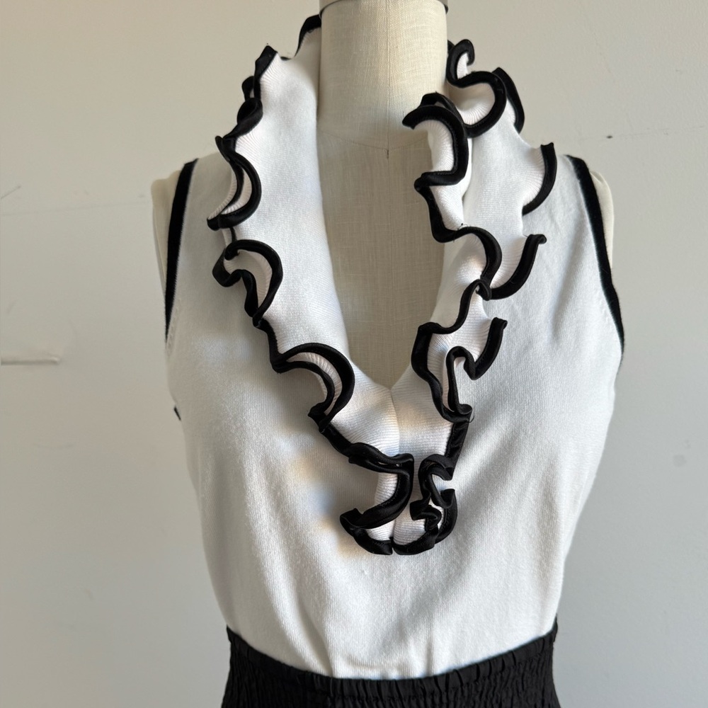 Belldini sculptural ruffles knit top sleeveless